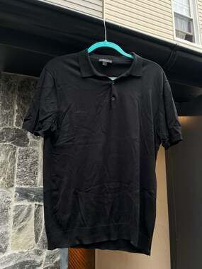 COS Cotton Silk Knit Polo Shirt Size M Black